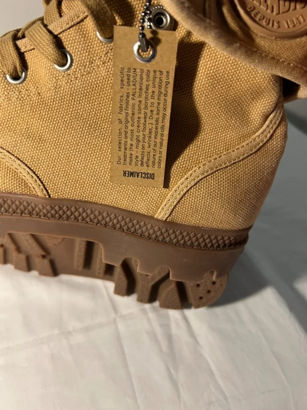 Palladium Men’s 8 Tan Canvas Baggy Boots Brown Fold Over Lace-Up Military Combat